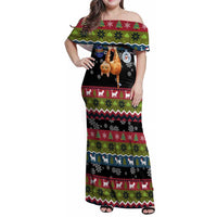 Cat Hanging on Xmas Tree Christmas Family Matching Off Shoulder Maxi Dress and Hawaiian Shirt Xmas Holiday Patterns - Wonder Print Shop