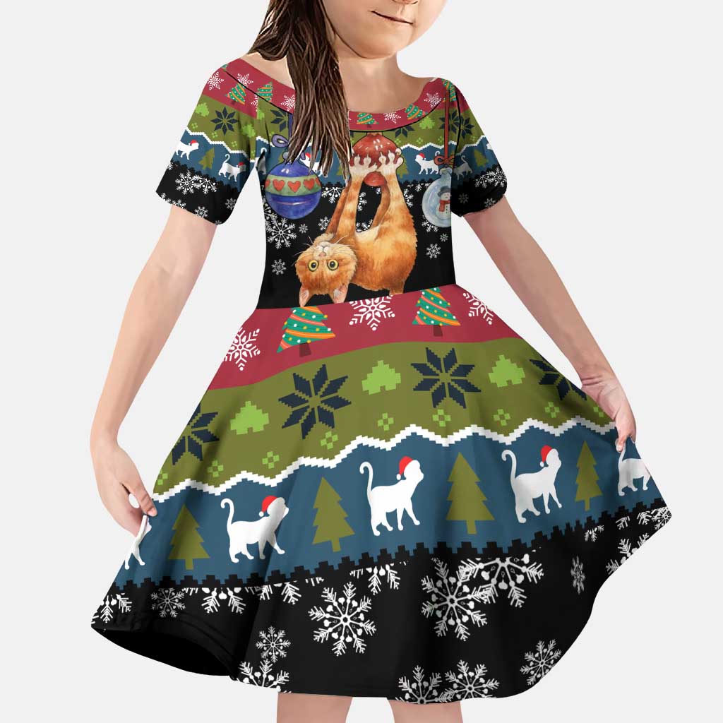 Cat Hanging on Xmas Tree Christmas Family Matching Puletasi and Hawaiian Shirt Xmas Holiday Patterns - Wonder Print Shop