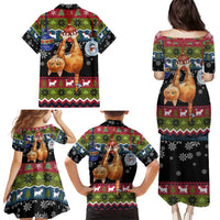 Cat Hanging on Xmas Tree Christmas Family Matching Puletasi and Hawaiian Shirt Xmas Holiday Patterns - Wonder Print Shop