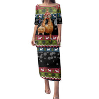 Cat Hanging on Xmas Tree Christmas Family Matching Puletasi and Hawaiian Shirt Xmas Holiday Patterns - Wonder Print Shop