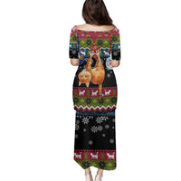 Cat Hanging on Xmas Tree Christmas Family Matching Puletasi and Hawaiian Shirt Xmas Holiday Patterns - Wonder Print Shop