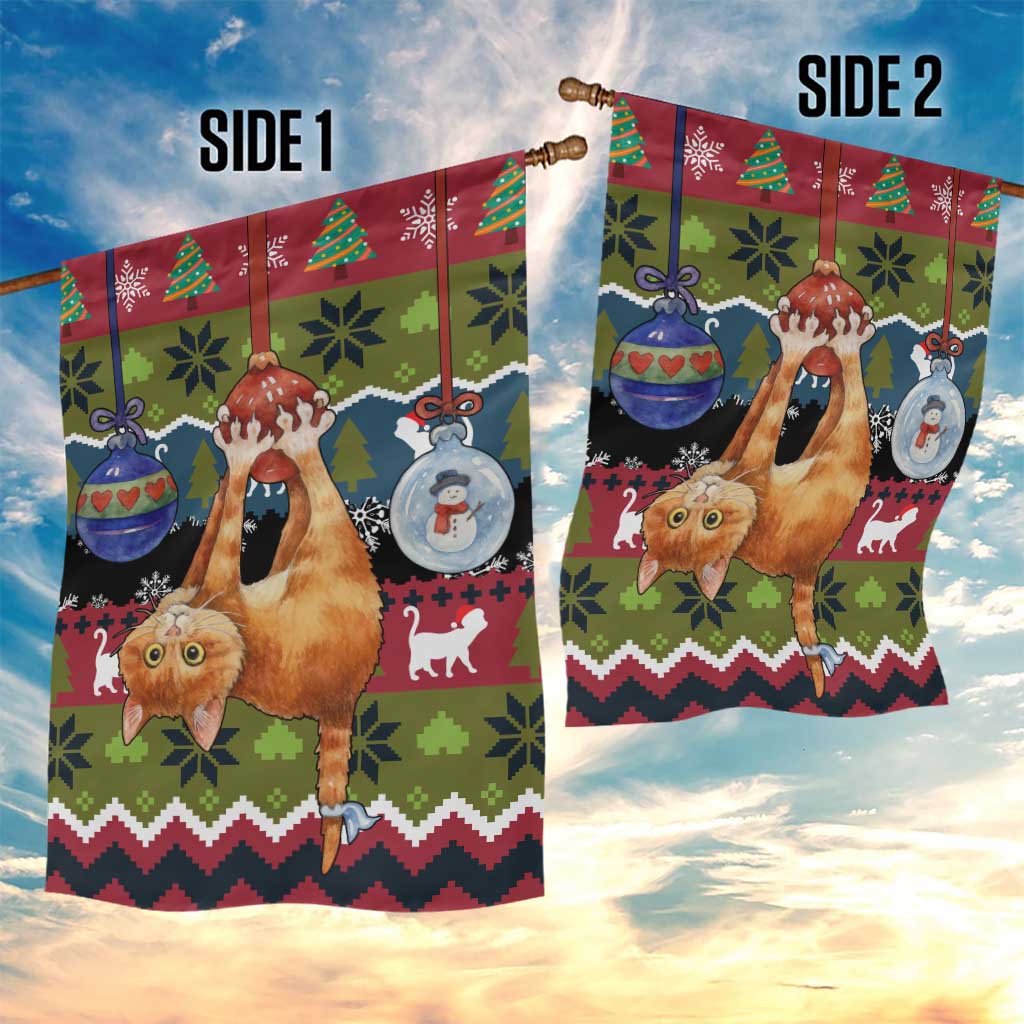Cat Hanging on Xmas Tree Christmas Garden Flag Xmas Holiday Patterns - Wonder Print Shop