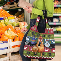 Cat Hanging on Xmas Tree Christmas Grocery Bag Xmas Holiday Patterns - Wonder Print Shop