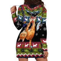 Cat Hanging on Xmas Tree Christmas Hoodie Dress Xmas Holiday Patterns - Wonder Print Shop