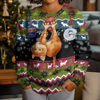 Cat Hanging on Xmas Tree Christmas Kid Ugly Christmas Sweater Xmas Holiday Patterns - Wonder Print Shop