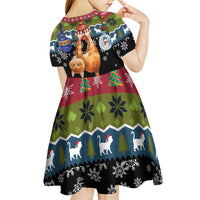 Cat Hanging on Xmas Tree Christmas Kid Short Sleeve Dress Xmas Holiday Patterns - Wonder Print Shop