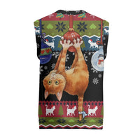 Cat Hanging on Xmas Tree Christmas Knitted V-Neck Vest Xmas Holiday Patterns - Wonder Print Shop