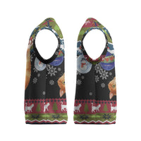 Cat Hanging on Xmas Tree Christmas Knitted V-Neck Vest Xmas Holiday Patterns - Wonder Print Shop