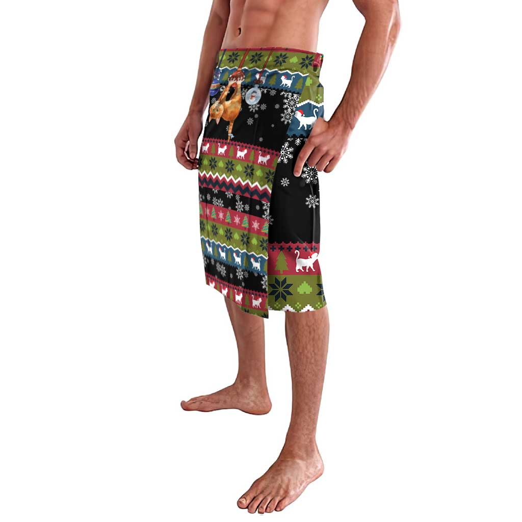 Cat Hanging on Xmas Tree Christmas Lavalava Xmas Holiday Patterns - Wonder Print Shop