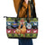 Cat Hanging on Xmas Tree Christmas Leather Tote Bag Xmas Holiday Patterns - Wonder Print Shop