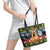 Cat Hanging on Xmas Tree Christmas Leather Tote Bag Xmas Holiday Patterns - Wonder Print Shop