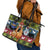 Cat Hanging on Xmas Tree Christmas Leather Tote Bag Xmas Holiday Patterns - Wonder Print Shop
