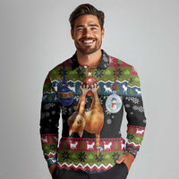 Cat Hanging on Xmas Tree Christmas Long Sleeve Polo Shirt Xmas Holiday Patterns - Wonder Print Shop