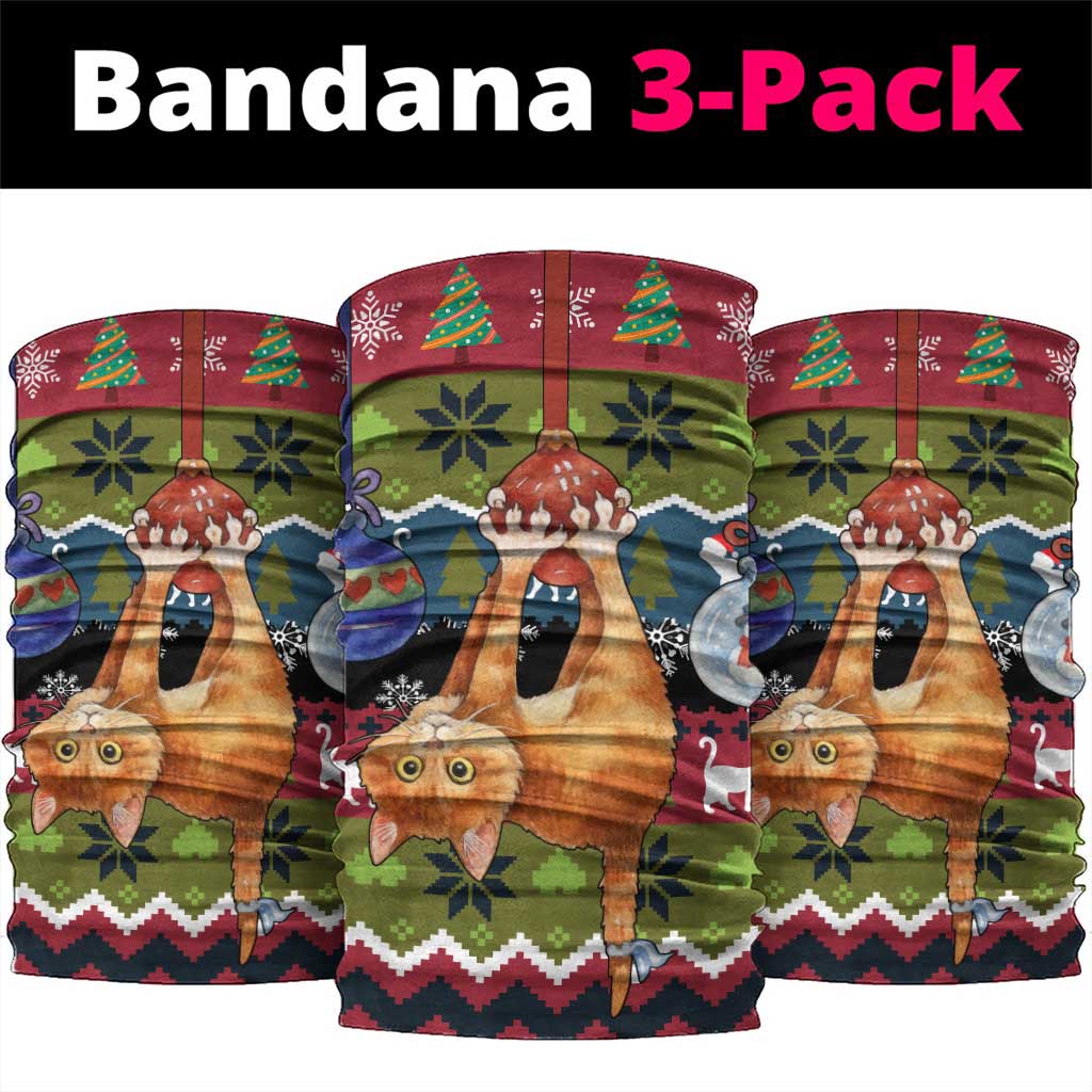 Cat Hanging on Xmas Tree Christmas Neck Gaiter Xmas Holiday Patterns - Wonder Print Shop