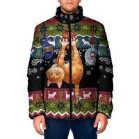 Cat Hanging on Xmas Tree Christmas Padded Jacket Xmas Holiday Patterns - Wonder Print Shop