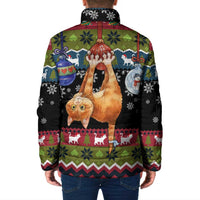 Cat Hanging on Xmas Tree Christmas Padded Jacket Xmas Holiday Patterns - Wonder Print Shop