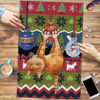 Cat Hanging on Xmas Tree Christmas Puzzle Xmas Holiday Patterns - Wonder Print Shop