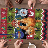 Cat Hanging on Xmas Tree Christmas Puzzle Xmas Holiday Patterns - Wonder Print Shop