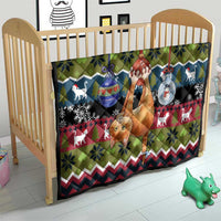 Cat Hanging on Xmas Tree Christmas Quilt Xmas Holiday Patterns - Wonder Print Shop