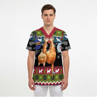 Cat Hanging on Xmas Tree Christmas Scrub Top Xmas Holiday Patterns - Wonder Print Shop