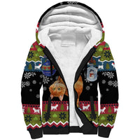 Cat Hanging on Xmas Tree Christmas Sherpa Hoodie Xmas Holiday Patterns - Wonder Print Shop