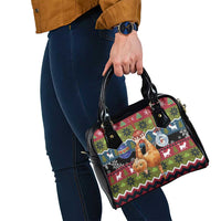 Cat Hanging on Xmas Tree Christmas Shoulder Handbag Xmas Holiday Patterns - Wonder Print Shop
