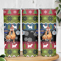 Cat Hanging on Xmas Tree Christmas Skinny Tumbler Xmas Holiday Patterns - Wonder Print Shop