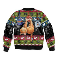 Cat Hanging on Xmas Tree Christmas Sleeve Zip Bomber Jacket Xmas Holiday Patterns - Wonder Print Shop