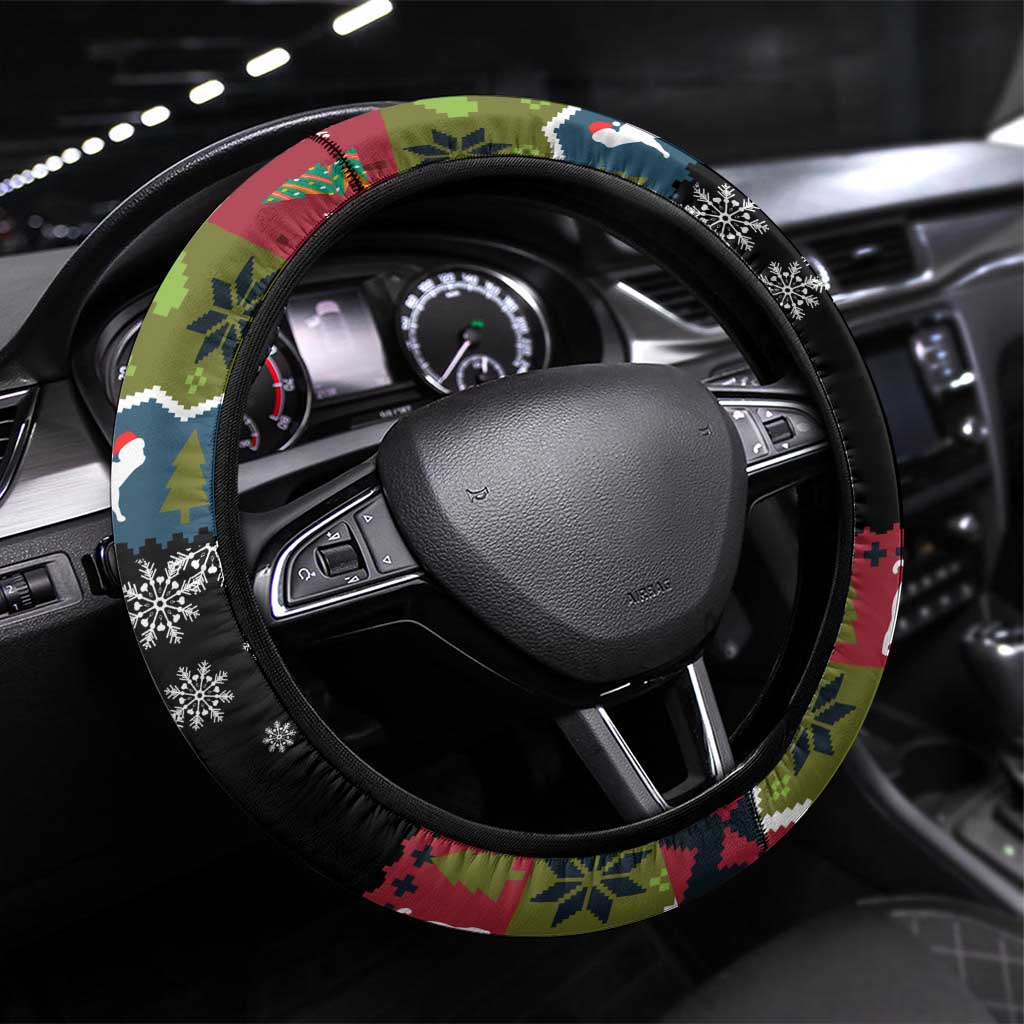 Cat Hanging on Xmas Tree Christmas Steering Wheel Cover Xmas Holiday Patterns - Wonder Print Shop