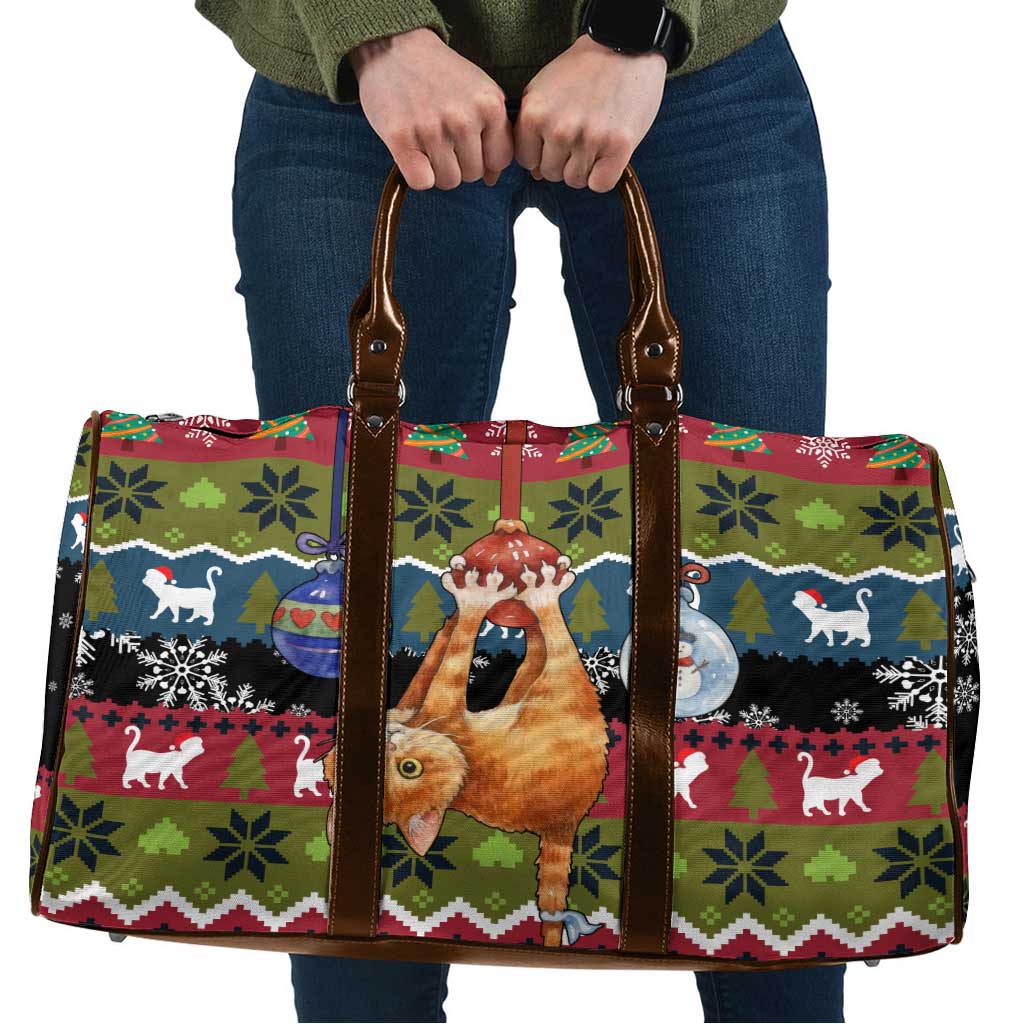 Cat Hanging on Xmas Tree Christmas Travel Bag Xmas Holiday Patterns - Wonder Print Shop