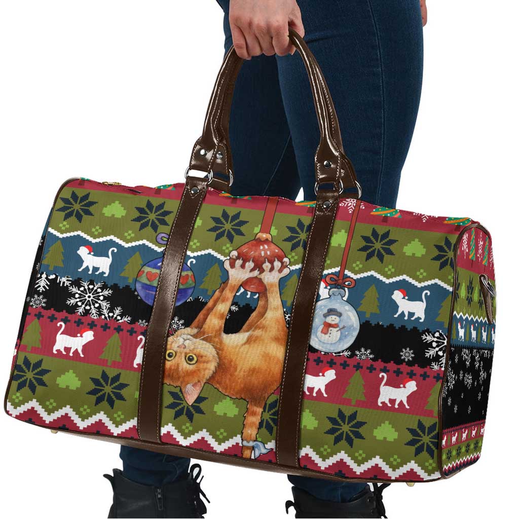 Cat Hanging on Xmas Tree Christmas Travel Bag Xmas Holiday Patterns - Wonder Print Shop