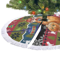 Cat Hanging on Xmas Tree Christmas Tree Skirt Xmas Holiday Patterns - Wonder Print Shop
