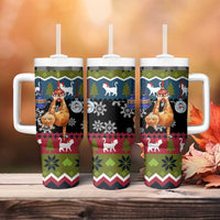 Cat Hanging on Xmas Tree Christmas Tumbler With Handle Xmas Holiday Patterns - Wonder Print Shop