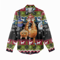 Cat Hanging on Xmas Tree Christmas Women Casual Shirt Xmas Holiday Patterns - Wonder Print Shop