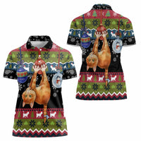 Cat Hanging on Xmas Tree Christmas Women Polo Shirt Xmas Holiday Patterns - Wonder Print Shop