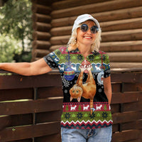Cat Hanging on Xmas Tree Christmas Women Polo Shirt Xmas Holiday Patterns - Wonder Print Shop