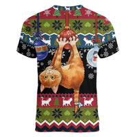 Cat Hanging on Xmas Tree Christmas Women V-Neck T-Shirt Xmas Holiday Patterns - Wonder Print Shop