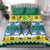 Gabon Christmas Bedding Set with Black Panthers Carrying Tree and Green Yellow Snowflake Pattern - Wonder Print Shop