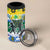 Gabon Christmas 4 in 1 Can Cooler Tumbler with Black Panthers Carrying Tree and Green Yellow Snowflake Pattern - Wonder Print Shop