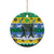 Gabon Christmas Ceramic Ornament with Black Panthers Carrying Tree and Green Yellow Snowflake Pattern - Wonder Print Shop