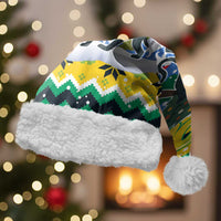Gabon Christmas Santa Hat with Black Panthers Carrying Tree and Green Yellow Snowflake Pattern - Wonder Print Shop