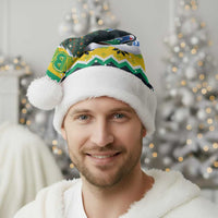Gabon Christmas Santa Hat with Black Panthers Carrying Tree and Green Yellow Snowflake Pattern - Wonder Print Shop