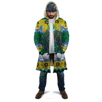 Gabon Christmas Cloak with Black Panthers Carrying Tree and Green Yellow Snowflake Pattern - Wonder Print Shop