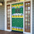 Gabon Christmas Door Cover with Black Panthers Carrying Tree and Green Yellow Snowflake Pattern - Wonder Print Shop