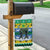 Gabon Christmas Garden Flag with Black Panthers Carrying Tree and Green Yellow Snowflake Pattern - Wonder Print Shop
