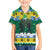 Gabon Christmas Kid Hawaiian Shirt with Black Panthers Carrying Tree and Green Yellow Snowflake Pattern - Wonder Print Shop