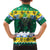 Gabon Christmas Kid Hawaiian Shirt with Black Panthers Carrying Tree and Green Yellow Snowflake Pattern - Wonder Print Shop