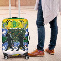Gabon Christmas Luggage Cover with Black Panthers Carrying Tree and Green Yellow Snowflake Pattern - Wonder Print Shop