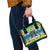 Gabon Christmas Shoulder Handbag with Black Panthers Carrying Tree and Green Yellow Snowflake Pattern - Wonder Print Shop