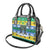 Gabon Christmas Shoulder Handbag with Black Panthers Carrying Tree and Green Yellow Snowflake Pattern - Wonder Print Shop